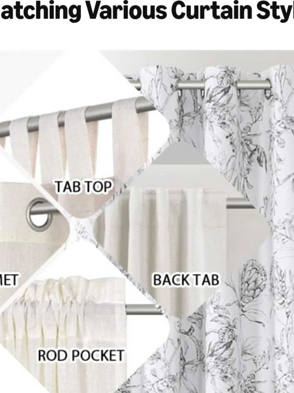 H.VERSAILTEX Window Curtain Rods for Windows 66 to 120 Inches Adjustable. 3/4.